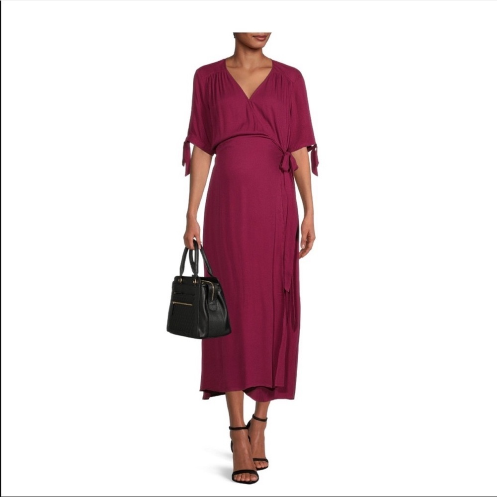 Maternity Print Wrap Dress - Picture 2 of 6